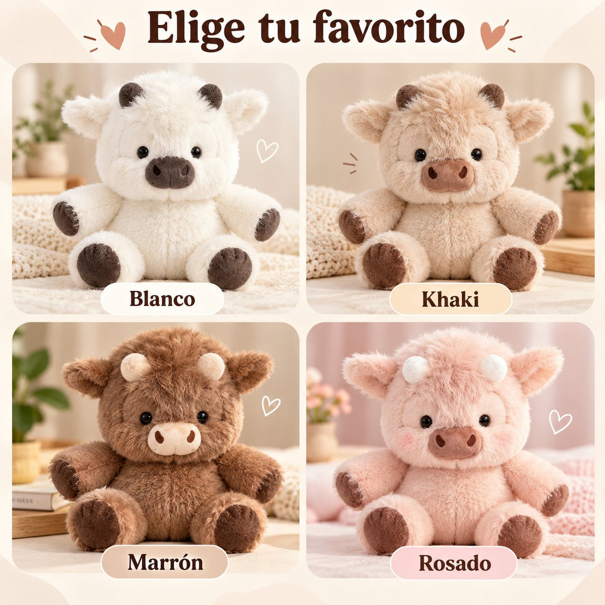 Elige tu favorito: blanco, khaki, marrón y rosado